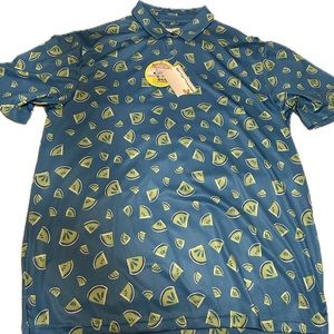 Blue and Green Patterned Men's Polo Shirt